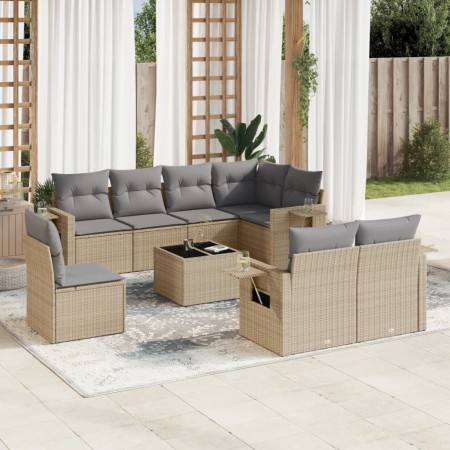 Set de sofás de jardín 9 pzas con cojines ratán sintético beige de , Conjuntos de jardín - Ref: Foro24-3252786, Precio: 654,4...