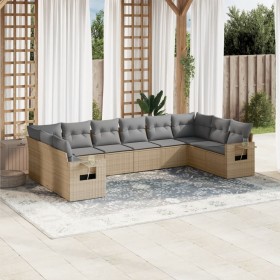 Juego de sofás jardín con cojines beige 10 pzas ratán sintético de , Conjuntos de jardín - Ref: Foro24-3253006, Precio: 649,8...
