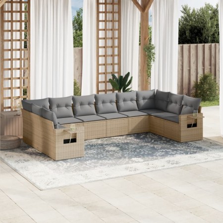 Juego de sofás jardín con cojines beige 10 pzas ratán sintético de , Conjuntos de jardín - Ref: Foro24-3253006, Precio: 649,8...