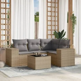 Juego de sofás jardín con cojines 5 pzas ratán sintético beige de , Conjuntos de jardín - Ref: Foro24-3254856, Precio: 378,94...