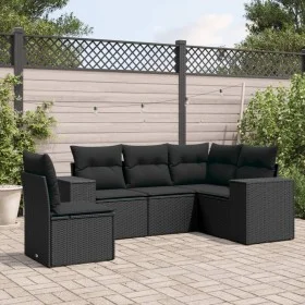 Set de muebles de jardín 5 pzas y cojines ratán sintético negro de , Conjuntos de jardín - Ref: Foro24-3222564, Precio: 394,1...