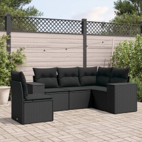 Set de muebles de jardín 5 pzas y cojines ratán sintético negro de , Conjuntos de jardín - Ref: Foro24-3222564, Precio: 372,8...