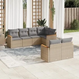 Set sofás de jardín 7 piezas y cojines ratán sintético beige de , Conjuntos de jardín - Ref: Foro24-3258545, Precio: 506,34 €...