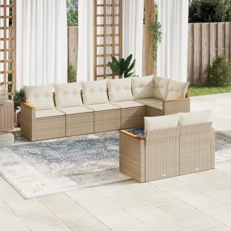 Juego de sofás de jardín con cojines beige 8 pzas ratán PE de , Conjuntos de jardín - Ref: Foro24-3258551, Precio: 554,88 €, ...