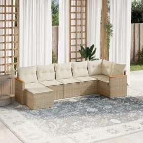 Set sofás de jardín 7 piezas y cojines ratán sintético beige de , Conjuntos de jardín - Ref: Foro24-3258593, Precio: 482,52 €...
