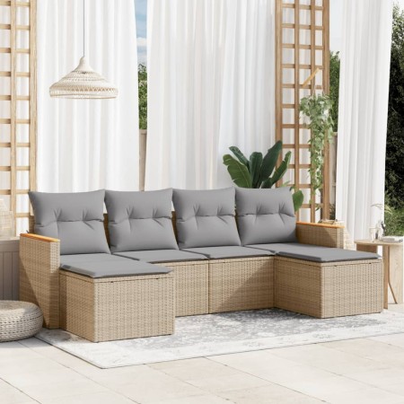 Juego de sofás jardín con cojines 6 pzas ratán sintético beige de , Conjuntos de jardín - Ref: Foro24-3258622, Precio: 382,64...