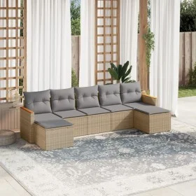 Set sofás de jardín 7 piezas y cojines ratán sintético beige de , Conjuntos de jardín - Ref: Foro24-3258636, Precio: 412,17 €...