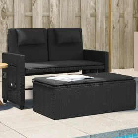 Sillón reclinable de jardín con cojines ratán sintético negro de , Bancos de jardín - Ref: Foro24-365817, Precio: 321,22 €, D...