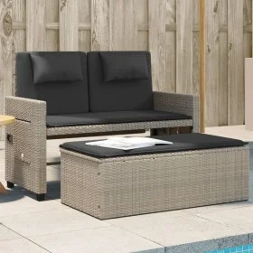 Sillón reclinable de jardín con cojines ratán sintético gris de , Bancos de jardín - Ref: Foro24-365822, Precio: 294,16 €, De...