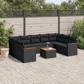 Set de sofás de jardín 10 pzas cojines ratán sintético negro de , Conjuntos de jardín - Ref: Foro24-3258681, Precio: 661,54 €...