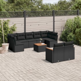 Set de sofás de jardín 10 pzas cojines ratán sintético negro de , Conjuntos de jardín - Ref: Foro24-3258695, Precio: 661,54 €...