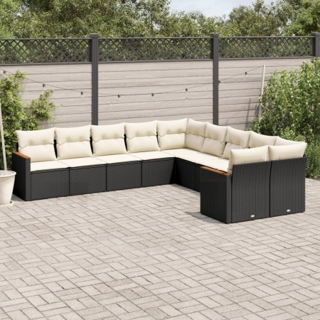Set de sofás de jardín 10 pzas cojines ratán sintético negro de , Conjuntos de jardín - Ref: Foro24-3258752, Precio: 587,09 €...