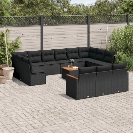 Set sofás de jardín 14 pzas con cojines ratán sintético negro de , Conjuntos de jardín - Ref: Foro24-3258863, Precio: 872,76 ...
