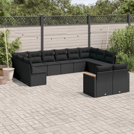 Set de sofás de jardín 12 piezas cojines ratán sintético negro de , Conjuntos de jardín - Ref: Foro24-3258842, Precio: 814,26...
