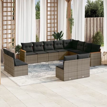 Set de sofás de jardín 12 pzas con cojines ratán sintético gris de , Conjuntos de jardín - Ref: Foro24-3258875, Precio: 745,9...