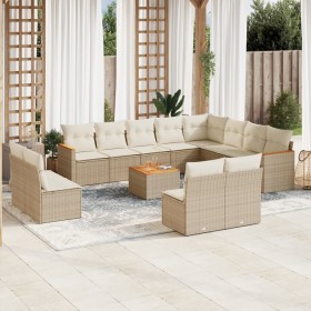 Set sofás de jardín con cojines 13 pzas ratán sintético beige de , Conjuntos de jardín - Ref: Foro24-3258880, Precio: 825,34 ...