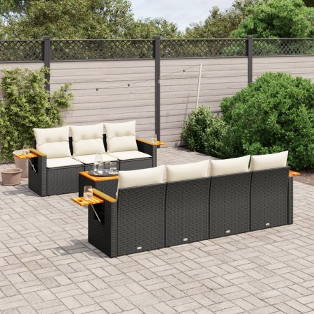 Set de sofás de jardín 8 piezas y cojines ratán sintético negro de , Conjuntos de jardín - Ref: Foro24-3259046, Precio: 509,1...