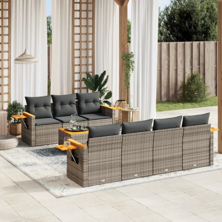 Set de sofás de jardín 8 pzas y cojines ratán sintético gris de , Conjuntos de jardín - Ref: Foro24-3259050, Precio: 521,63 €...