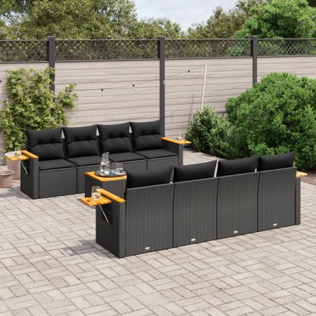 Set de sofás de jardín 8 piezas y cojines ratán sintético negro de , Conjuntos de jardín - Ref: Foro24-3259059, Precio: 655,3...