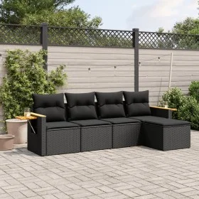 Set de muebles de jardín 5 pzas y cojines ratán sintético negro de , Conjuntos de jardín - Ref: Foro24-3259157, Precio: 354,5...