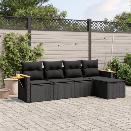 Set de muebles de jardín 5 pzas y cojines ratán sintético negro de , Conjuntos de jardín - Ref: Foro24-3259157, Precio: 374,3...