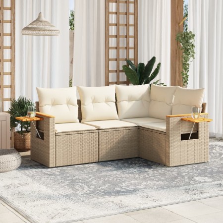 Juego de sofás jardín con cojines 4 pzas ratán sintético beige de , Conjuntos de jardín - Ref: Foro24-3259174, Precio: 349,19...