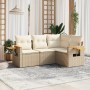 Juego de sofás jardín con cojines 4 pzas ratán sintético beige de , Conjuntos de jardín - Ref: Foro24-3259174, Precio: 349,19...