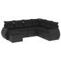 Set de comedor de jardín 7 pzas y cojines ratán sintético negro de , Sofás modulares de exterior - Ref: Foro24-3221694, Preci...