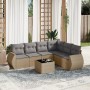 Set sofás de jardín 7 piezas y cojines ratán sintético beige de , Conjuntos de jardín - Ref: Foro24-3253756, Precio: 482,66 €...