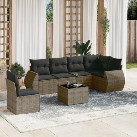Set de sofás de jardín 7 piezas con cojines ratán PE gris de , Conjuntos de jardín - Ref: Foro24-3253777, Precio: 454,40 €, D...