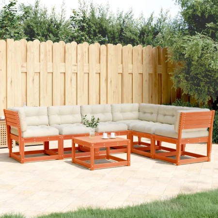 Set de sofás jardín 6 pzas con cojines madera pino marrón cera de , Conjuntos de jardín - Ref: Foro24-3217022, Precio: 721,85...