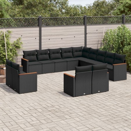 Set de sofás de jardín y cojines 13 pzas ratán sintético negro de , Conjuntos de jardín - Ref: Foro24-3258926, Precio: 956,46...