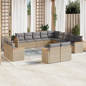 Set sofás de jardín con cojines 13 pzas ratán sintético beige de , Conjuntos de jardín - Ref: Foro24-3258930, Precio: 904,83 ...