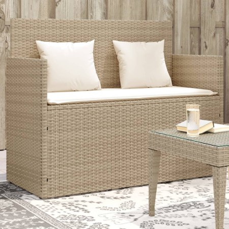 Banco de jardín con cojines ratán sintético beige de , Bancos de jardín - Ref: Foro24-365764, Precio: 189,91 €, Descuento: %