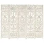 Biombo 5 paneles tallado a mano madera mango blanco 200x165 cm de vidaXL, Divisores de ambientes - Ref: Foro24-285331, Precio...