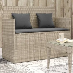 Gartenbank mit hellgrauen Kissen aus synthetischem Rattan von , Gartenbänke - Ref: Foro24-365766, Preis: 210,19 €, Rabatt: %