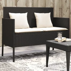 Banco de jardín con cojines ratán sintético negro de , Bancos de jardín - Ref: Foro24-365770, Precio: 153,08 €, Descuento: %