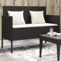 Banco de jardín con cojines ratán sintético negro de , Bancos de jardín - Ref: Foro24-365770, Precio: 162,33 €, Descuento: %
