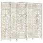 Biombo 5 paneles tallado a mano madera mango blanco 200x165 cm de vidaXL, Divisores de ambientes - Ref: Foro24-285331, Precio...