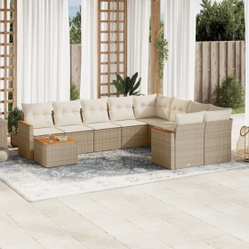 Juego de sofás jardín con cojines beige 10 pzas ratán sintético de , Conjuntos de jardín - Ref: Foro24-3258719, Precio: 691,3...