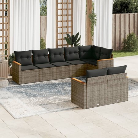 Set de sofás de jardín 8 pzas y cojines ratán sintético gris de , Conjuntos de jardín - Ref: Foro24-3258553, Precio: 533,16 €...