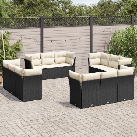 Set de sofás de jardín 12 piezas cojines ratán sintético negro de , Conjuntos de jardín - Ref: Foro24-3217326, Precio: 745,80...