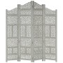 Biombo 4 paneles tallado a mano madera mango gris 160x165 cm de vidaXL, Divisores de ambientes - Ref: Foro24-285328, Precio: ...