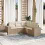 Juego de sofás jardín con cojines 5 pzas ratán sintético beige de , Conjuntos de jardín - Ref: Foro24-3222547, Precio: 368,77...