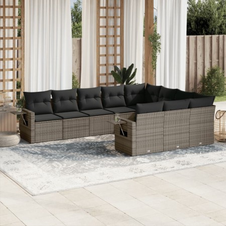 Set de sofás de jardín 10 pzas con cojines ratán sintético gris de , Conjuntos de jardín - Ref: Foro24-3253027, Precio: 604,7...