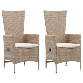 Sillas de jardín 2 unidades con cojines ratán sintético beige de vidaXL, Sillas de jardín - Ref: Foro24-46063, Precio: 220,39...