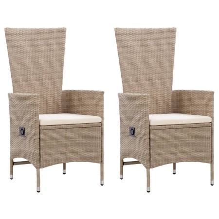 Sillas de jardín 2 unidades con cojines ratán sintético beige de vidaXL, Sillas de jardín - Ref: Foro24-46063, Precio: 224,48...