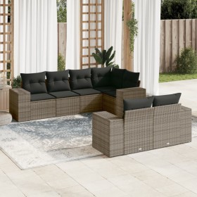 Set de sofás de jardín 7 piezas con cojines ratán PE gris de , Conjuntos de jardín - Ref: Foro24-3222809, Precio: 500,42 €, D...