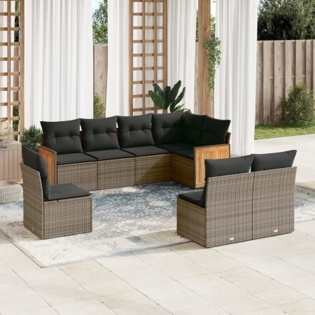 Set de sofás de jardín 8 pzas y cojines ratán sintético gris de , Conjuntos de jardín - Ref: Foro24-3260128, Precio: 486,55 €...