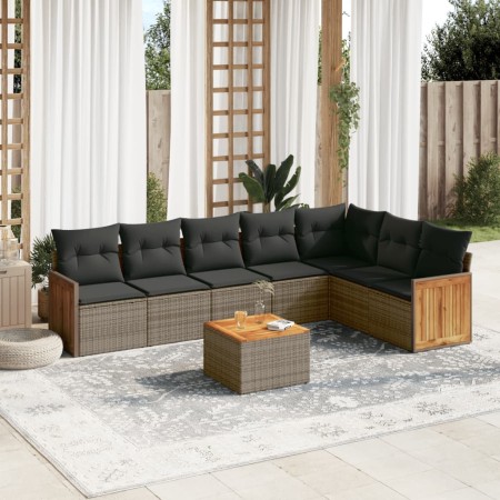 Set de sofás de jardín 8 pzas y cojines ratán sintético gris de , Conjuntos de jardín - Ref: Foro24-3260121, Precio: 486,90 €...